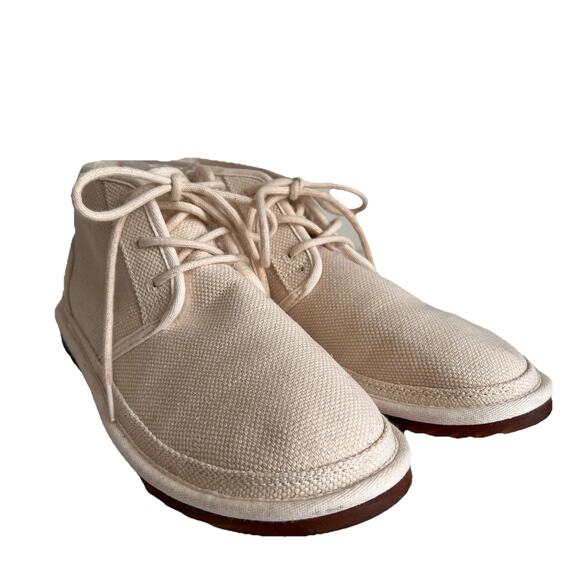 UGG Men's Neumel Canvas II Wool Lined Chukka Lace Up Boots in White Cap Size 11 - Picture 2 of 10